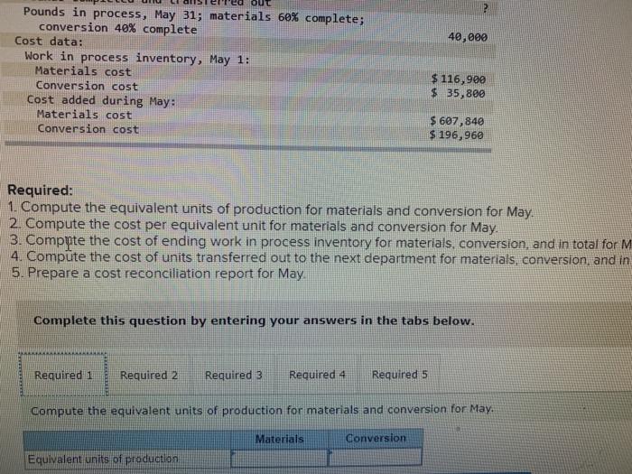 costing system. It manufactures a caulking compound that goes through three processing