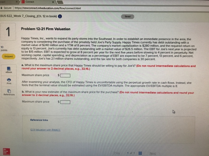 Connect Secure I https:/ BUS 622,-Week 7.-Closing-(Ch. 12 in book) 0
