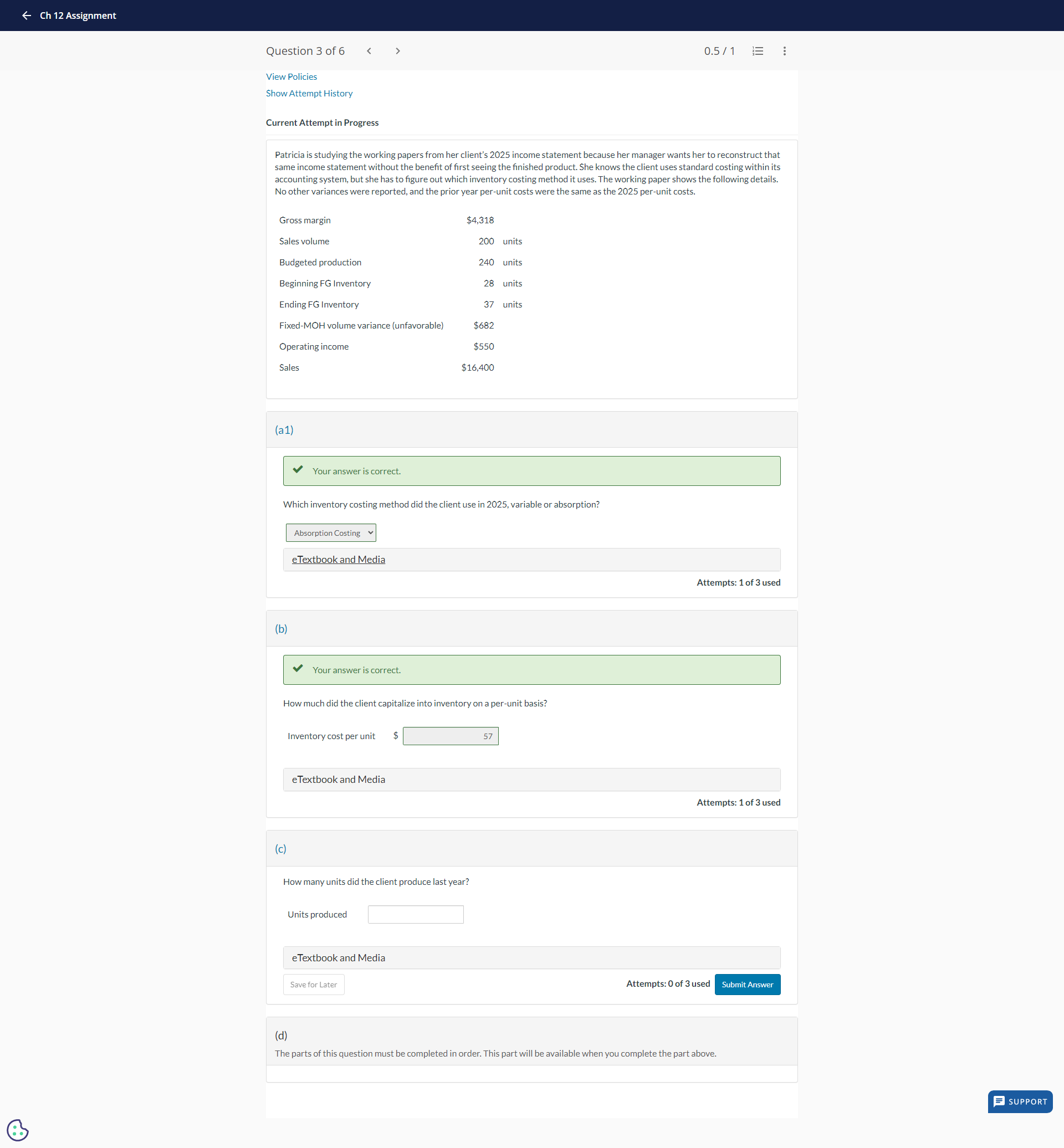 Can I get help for C please? Patricia is studying the working