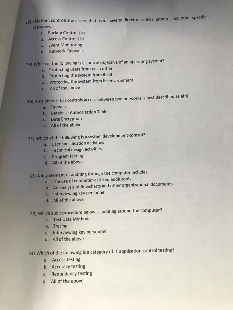  28) This item controls the access that users have to directories,