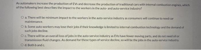  As automakers increase the production of EVs and decrease the production