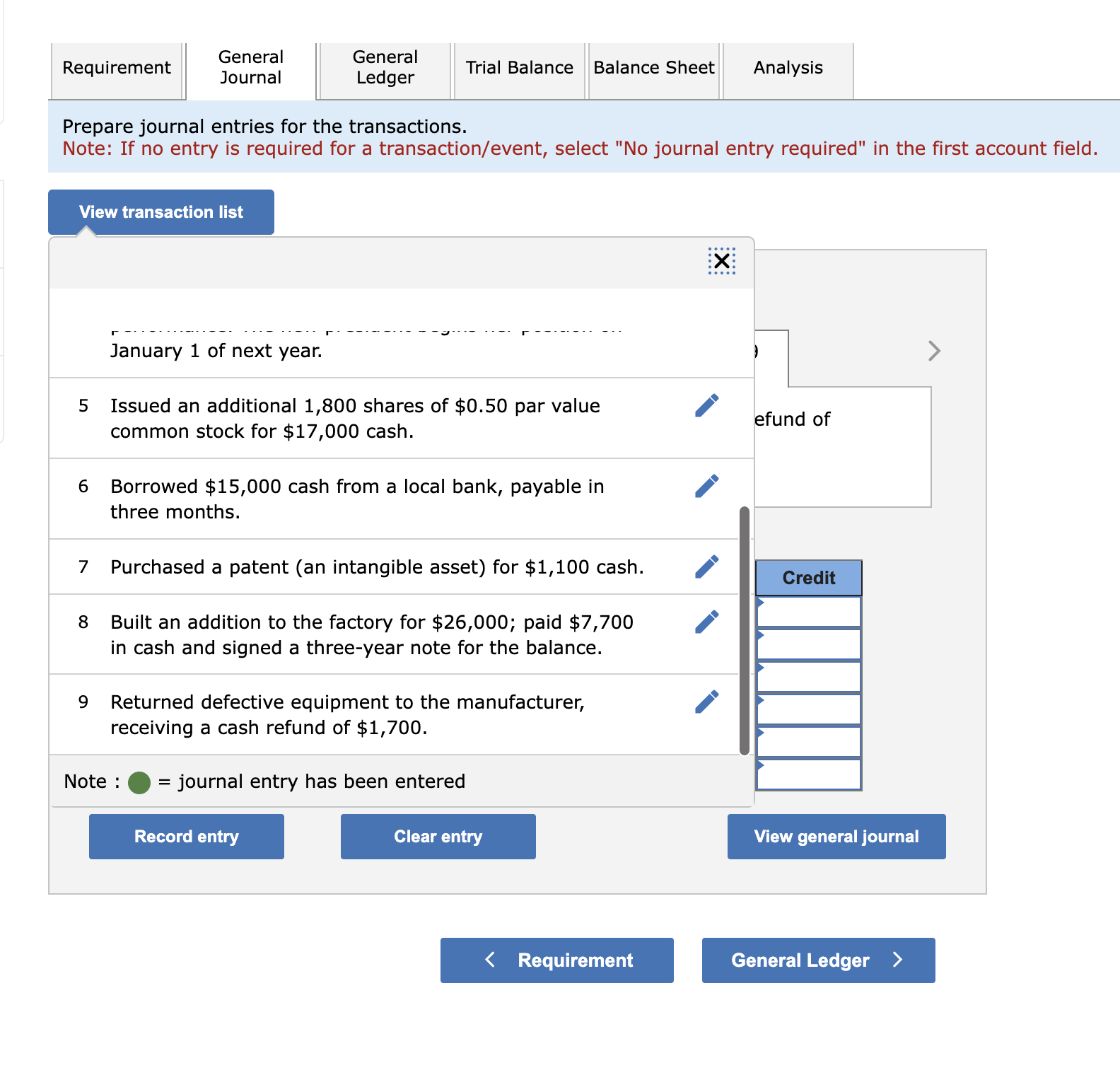 is required for a transaction/event, select "No journal entry required" in the
