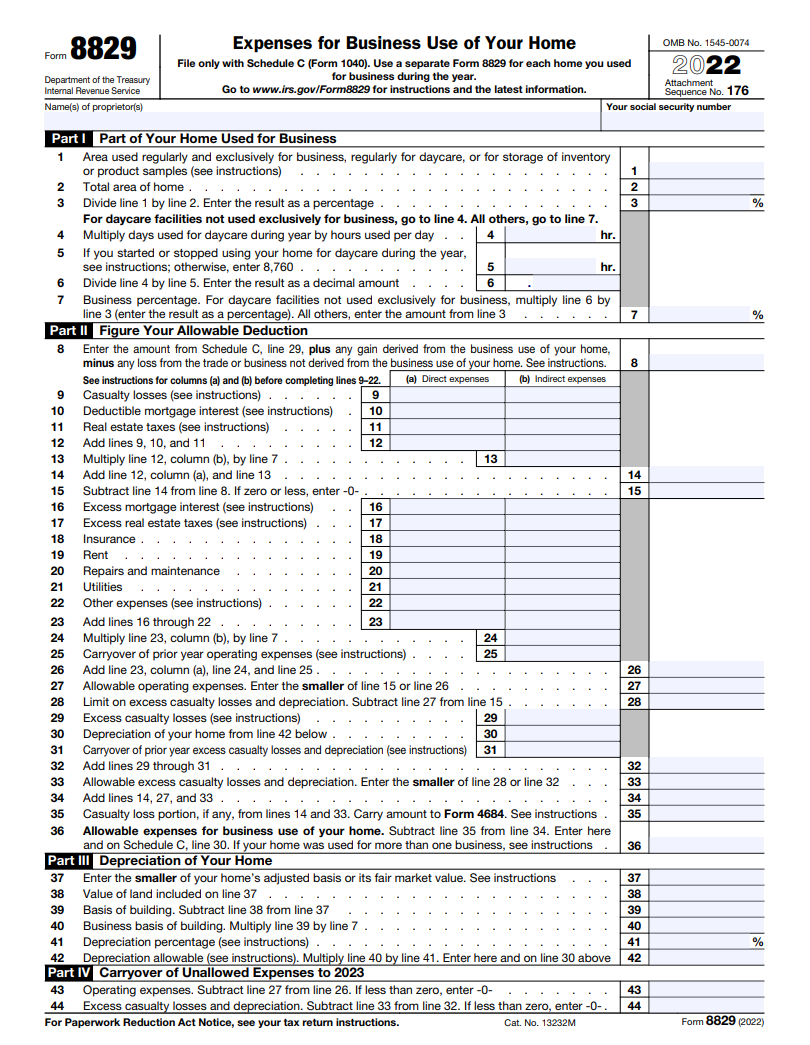 Use a separate Form 8829 for each home you used for business