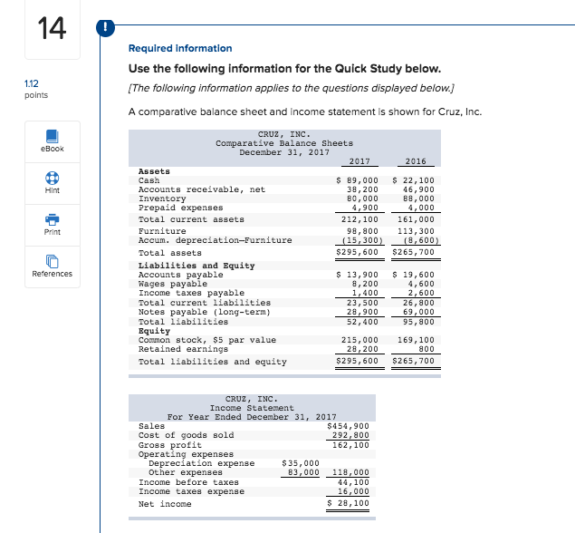  14 Required information Use the following information for the Quick Study