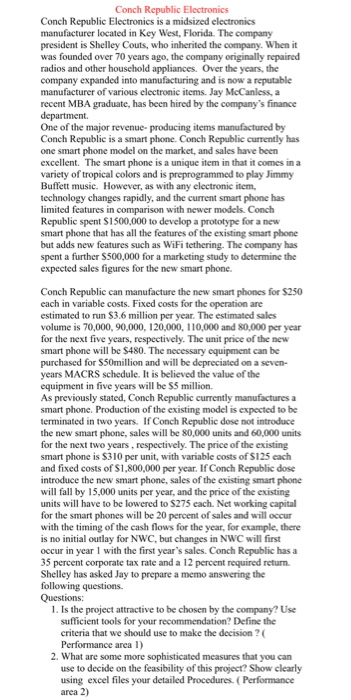  using excel Conch Republic Electronics Conch Republic Electronics is a midsized