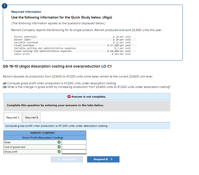  ! Requlred Informatlon Use the following information for the Quick Study