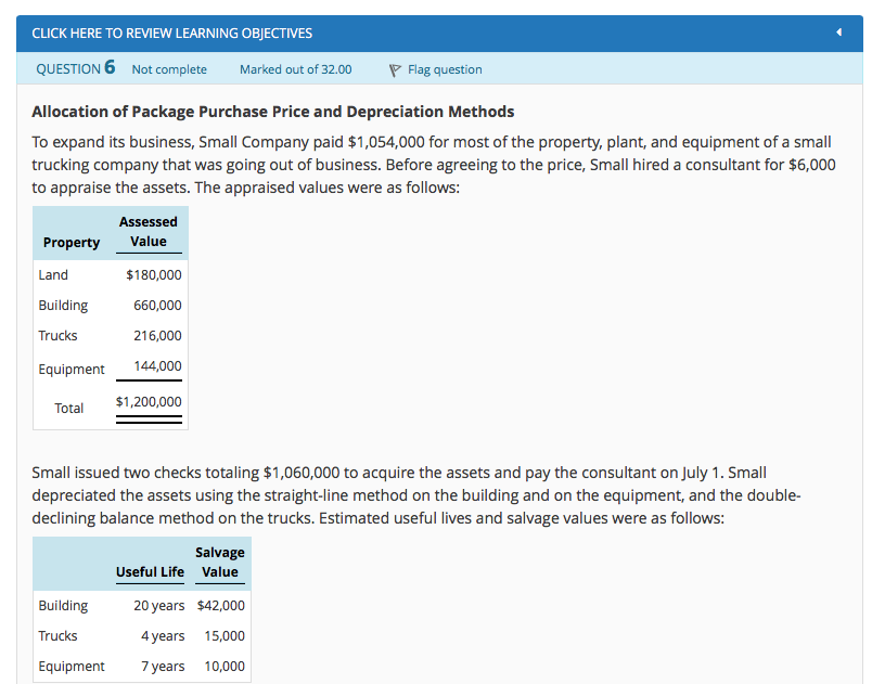  CLICK HERE TO REVIEW LEARNING OBJECTIVES QUESTION6 Not complete Marked out