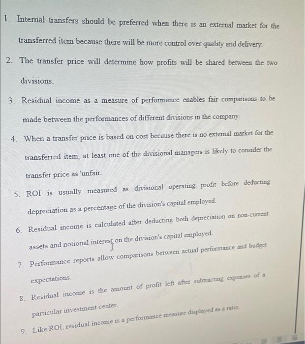  1. Internal transfers should be preferred when there is an external