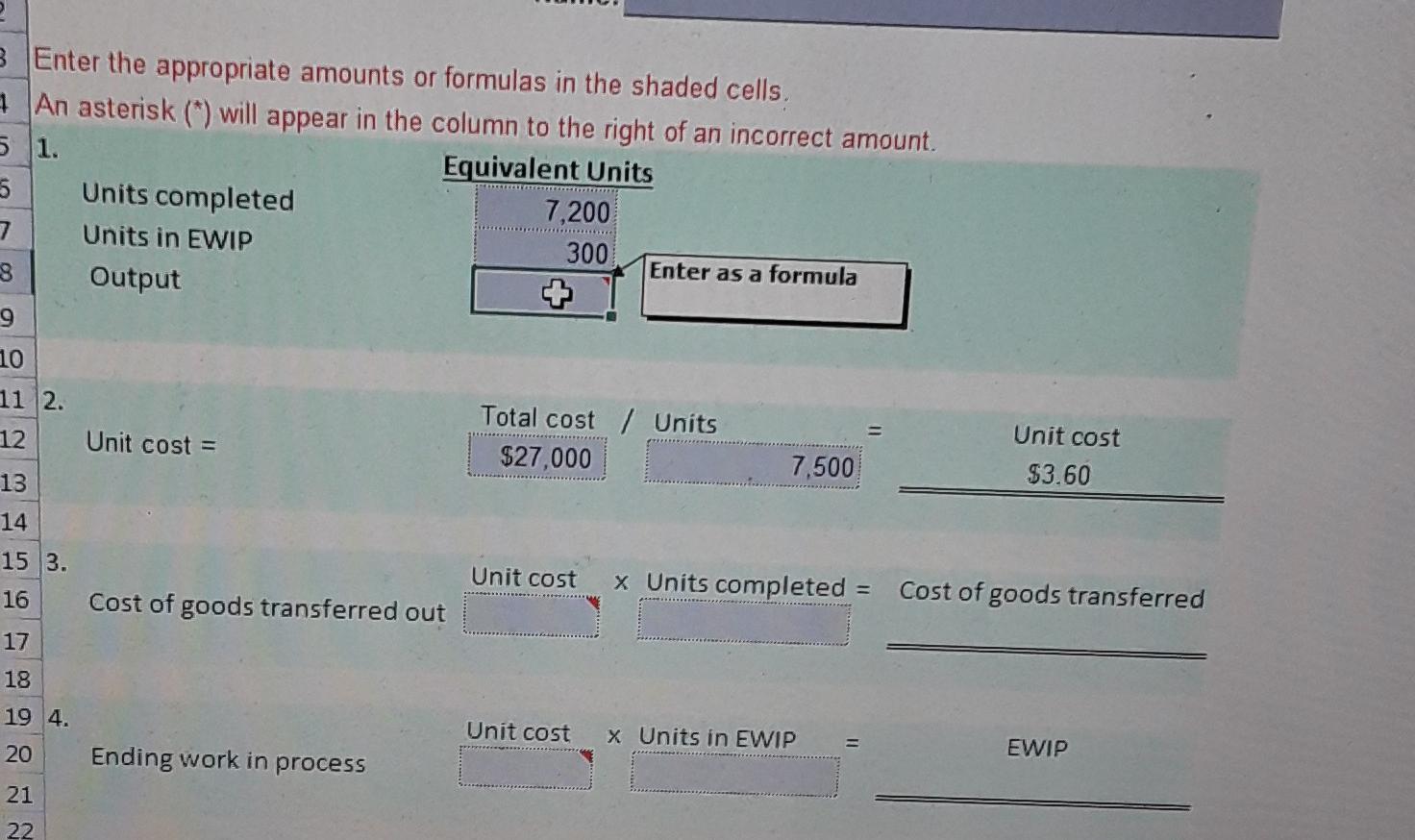 Unit Cost, Valuation of Goods Transferred Out and Ending Work in Process