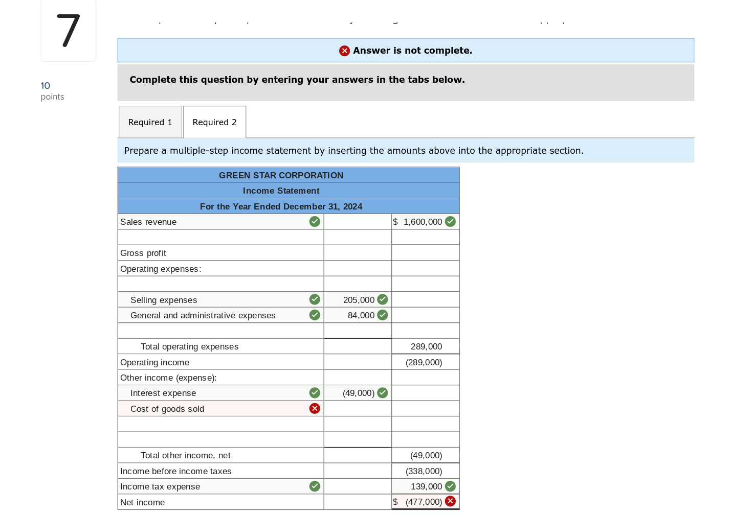  Answer is not complete. Complete this question by entering your answers