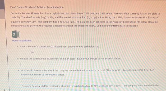 trying to establish its optimal capital structure. Its current capital structure consists