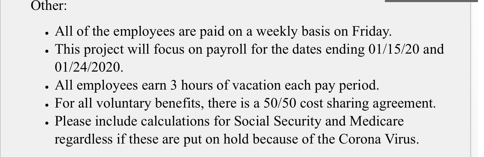 accrual of vacation time, and payment of tax liabilities. and create formatting