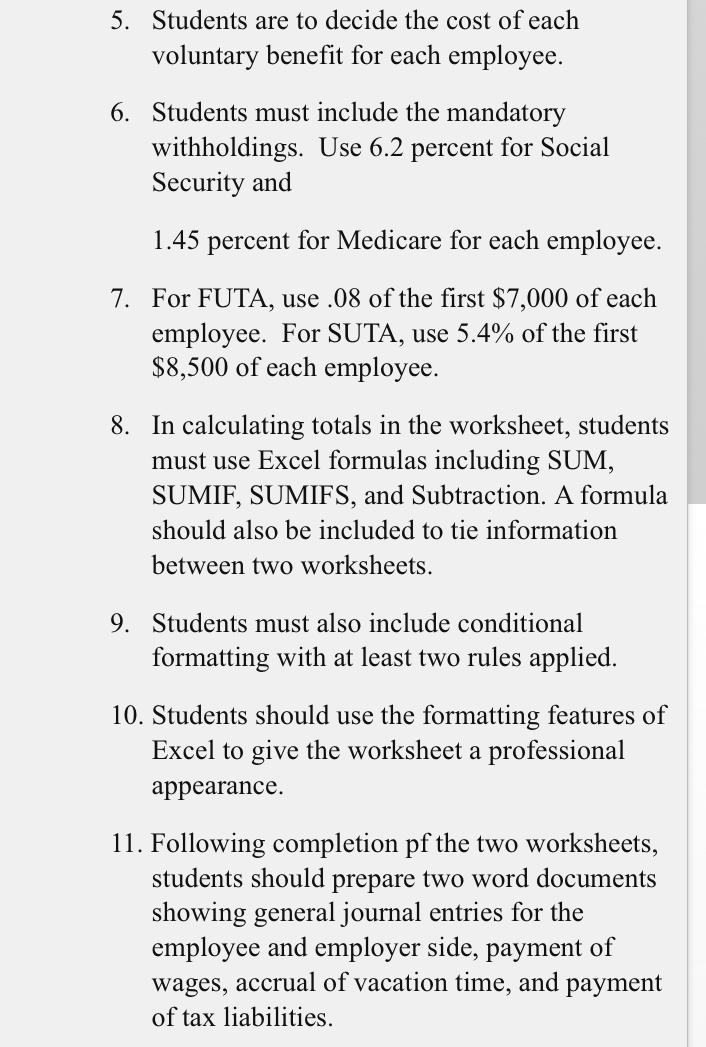 is a list of 10 employees and their relevant employment information: Employee