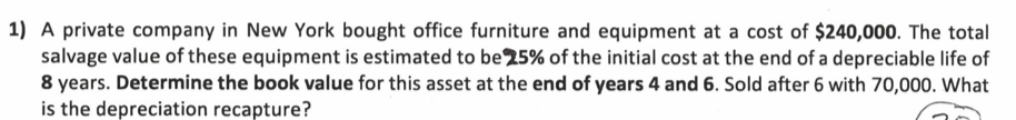 a) straight line method b.) MARCS method after 4 years 1) A