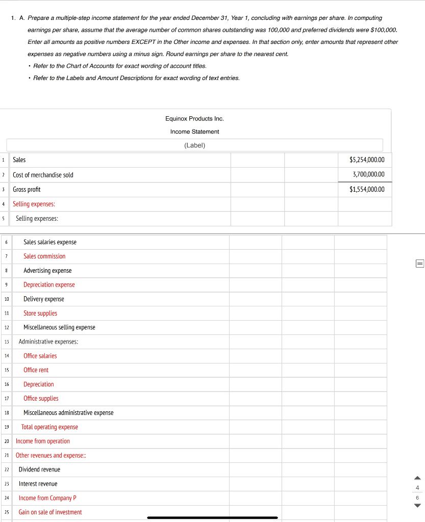 for the year ended December 31, Year 1, had been posted [including