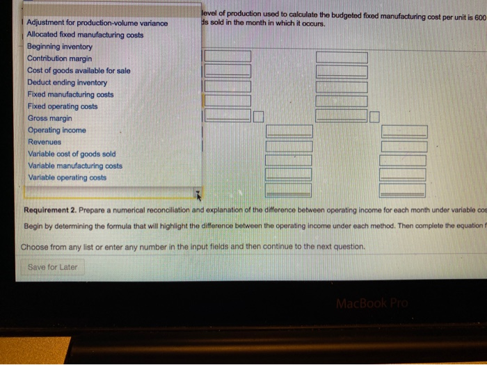used to calculate the budgeted fund manufacturing cost per unit is 600