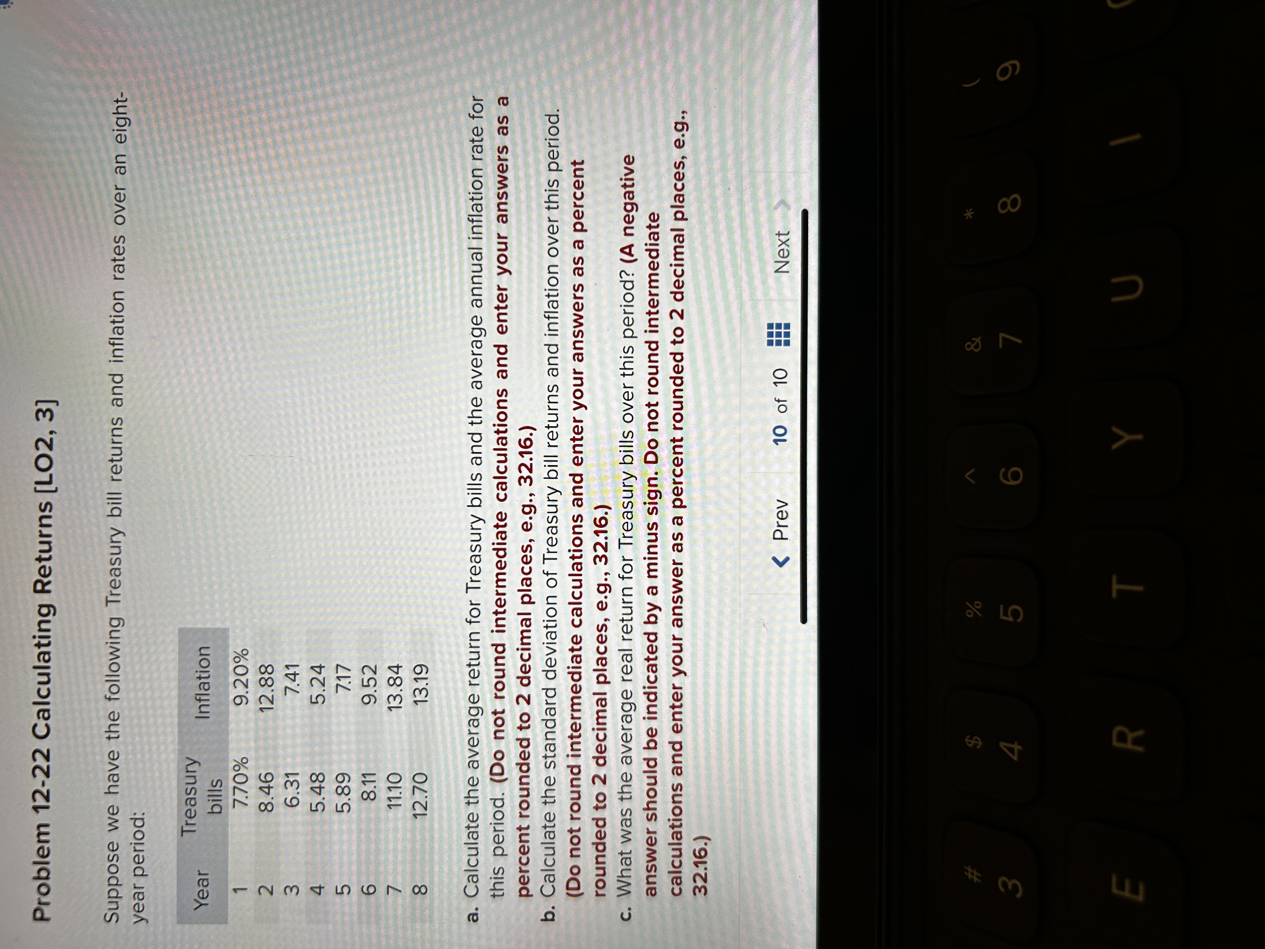  Problem 12-22 Calculating Returns [LO2,3] Suppose we have the following Treasury