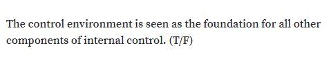 The control environment is seen as the foundation for all other components