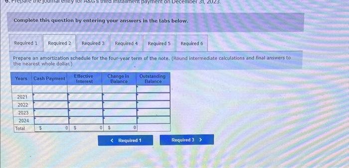 completed and ready for use on January 1,2021. A\&G paid for the