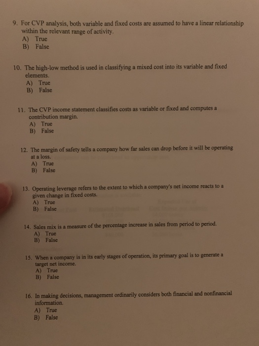 overhead. A) True B) False 2. Activity-based costing allocates overhead to multiple