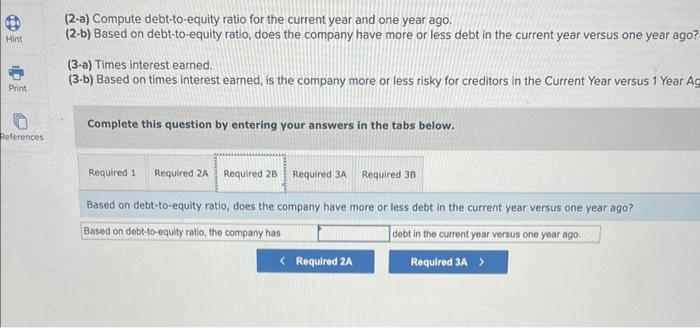 in the tabs below. Compute debt and equity ratio for the current