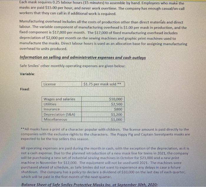 Protective Masks Inc. ("Safe Smiles"). Your employer manufactures and sells a single