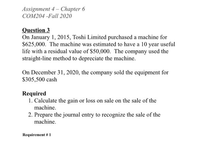 -Fall 2020 Question 1 Ivan Manufacturing purchased equipment and a delivery van