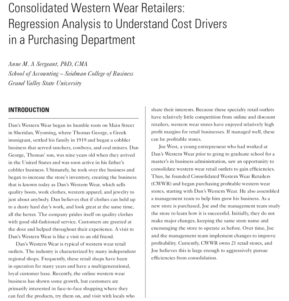 cost vs. each cost driver. Identify potential problems with the data and