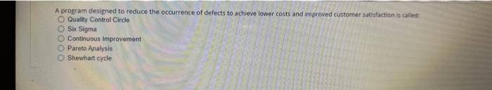  A program designed to reduce the occurrence of defects to achieve