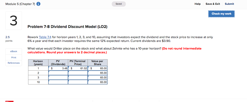 Module 5 (Chapter 7) 6 Help Save & Exit Submit Saved