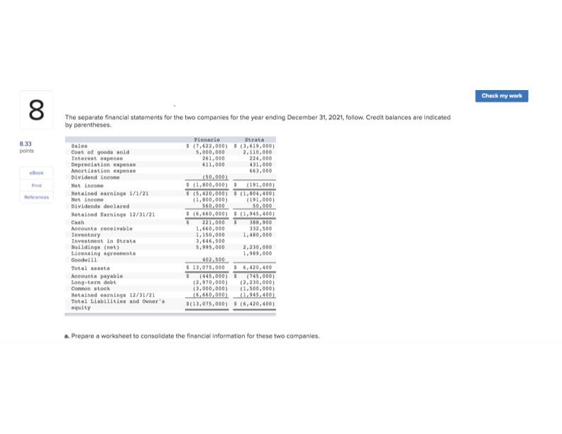 8 On January 1, 2020, Pinnacle Corporation exchanged $3,646,500 cash for 100