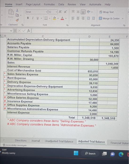 provided (See Journal. tab) to journalize the 7 adjusting entries (a-g.) 4