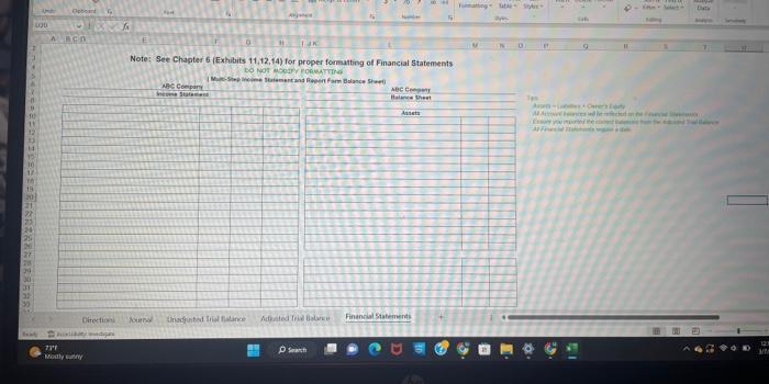 Use the Adjusted Trial Balance provided to prepare an Income Statement (MultiStep)
