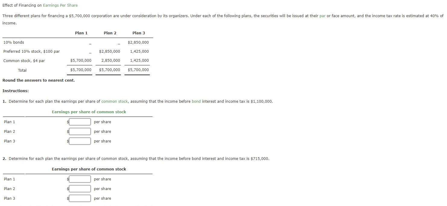 Round the answers to nearest cent. Instructions: 1. Determine for each