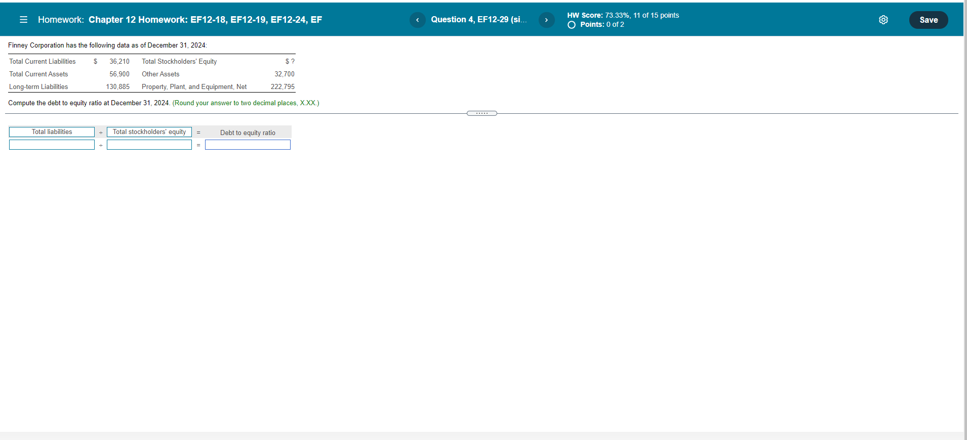  Homework: Chapter 12 Homework: EF12-18, EF12-19, EF12-24, EF Question 4, EF12-29