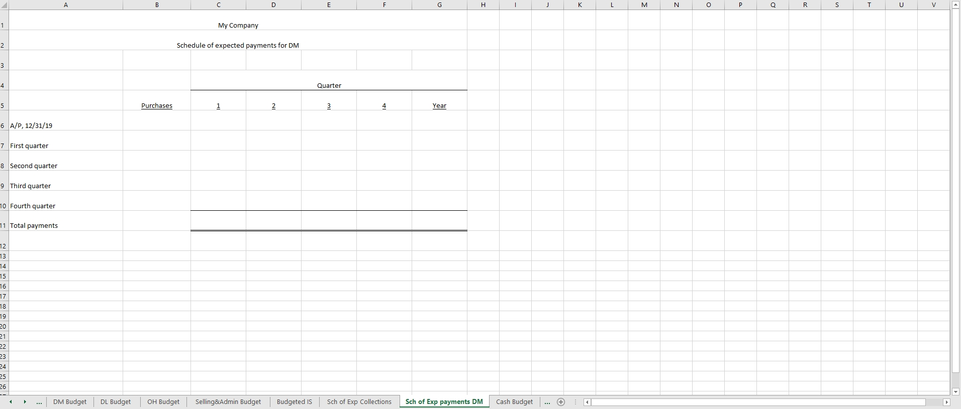 with an ending inventory of 20% of next quarter's budgeted sales volume.