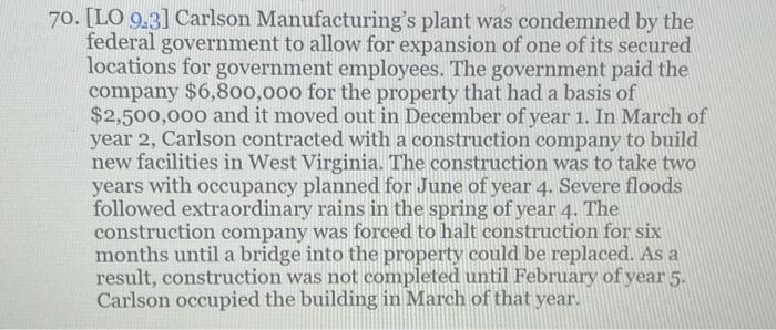 following situations. State each issue as a question. 70. [LO 9.3] Carlson