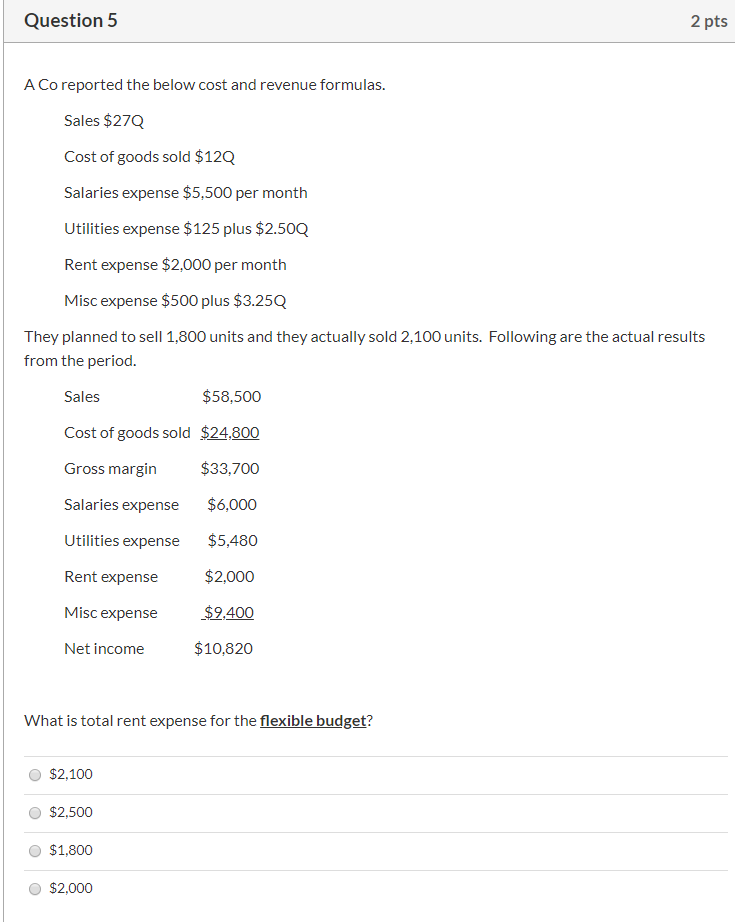 per month Utilities expense $125 plus $2.500 Rent expense $2.000 per month