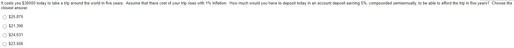 It costs you $30000 today to take a trip around the world