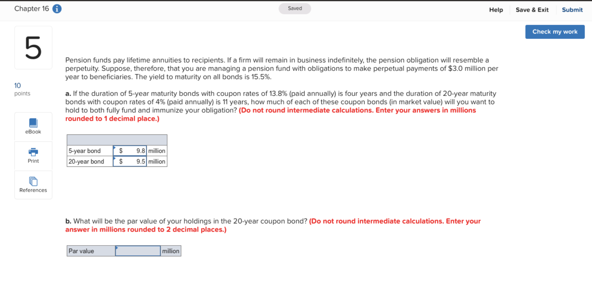  Chapter 16 6 Saved Help Save & Exit Submit Check my