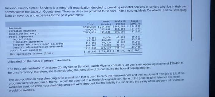  Need 1a and 2a Jackson County Senior Services is a nonprofit