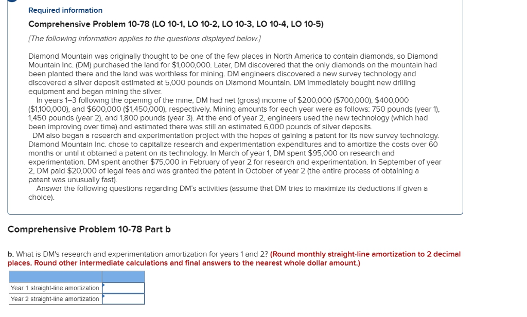  Required information Comprehensive Problem 10-78 (LO 10-1, LO 10-2, LO 10-3,