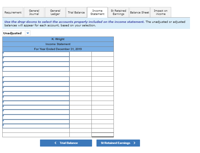 of December 31, 2018, is found on the trial balance tab. Withdrawals