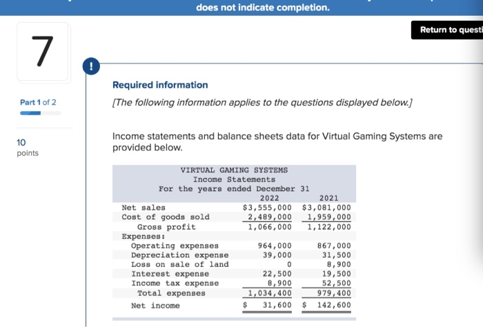  does not indicate completion. Return to questi Required information [The following