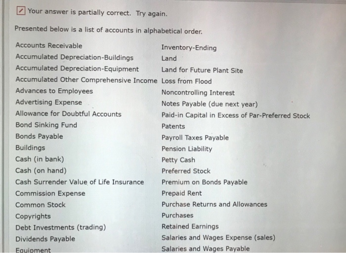  [2] Your answer is partially correct. Try again. Presented below is