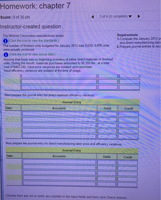 Help The Monroe Corporation manufactures lamps 1 (Click the icon to view