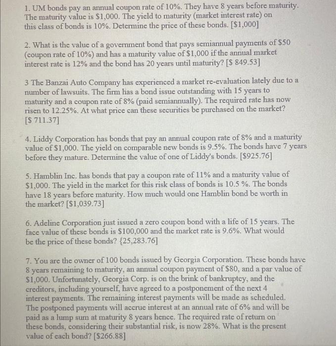  PLEASE ANSWER ALLLLL PROBLEMS. THERE ARE 19. Each one has the