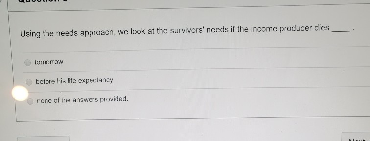 Using the needs approach, we look at the survivors' needs if