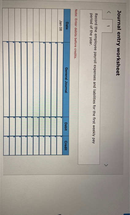 first weekly pay period of the year, Regis Company's payroll register showed