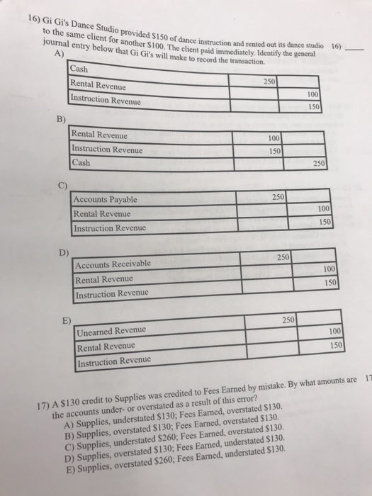 Land. C) Services revenue. D) Accounts receivable. E) Cash. 2) Which of